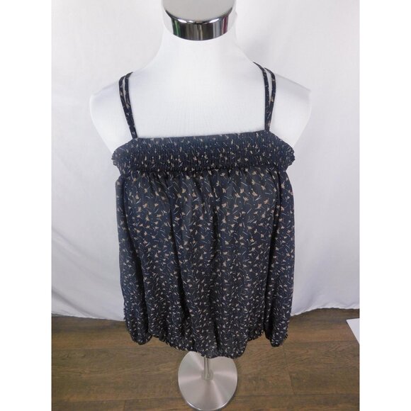Jessica Simpson XL Black Print Smocked Cami Strappy Back - Picture 2 of 11